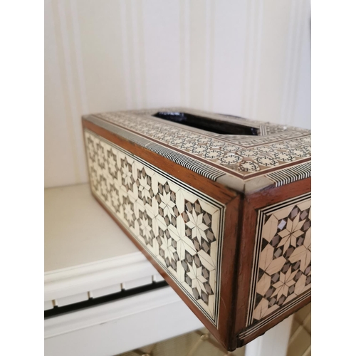 491 - Handkerchief box in the Anglo Indian style. { 10cm H X 18cm W X 15cm D }.