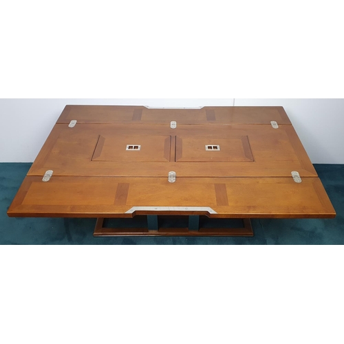 493 - Nautical themed coffee table in the Art Deco style with two fold out leaves and internal drinks comp... 