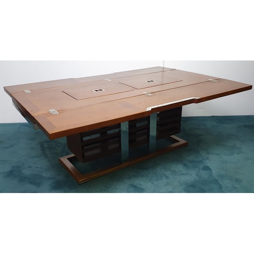 493 - Nautical themed coffee table in the Art Deco style with two fold out leaves and internal drinks comp... 