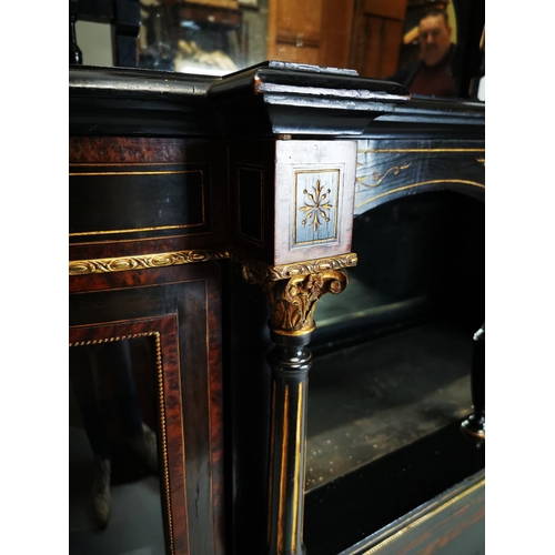 50 - 19th. C. ebonised credenza with ormolu mounts. {153 cm H x 152 cm L x 45 cm D}.