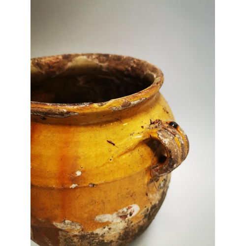 75 - Rare 18th C. glazed terracotta Confit pot {31 cm H x 29 cm Dia.}.