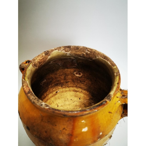 75 - Rare 18th C. glazed terracotta Confit pot {31 cm H x 29 cm Dia.}.
