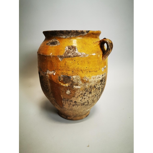 75 - Rare 18th C. glazed terracotta Confit pot {31 cm H x 29 cm Dia.}.