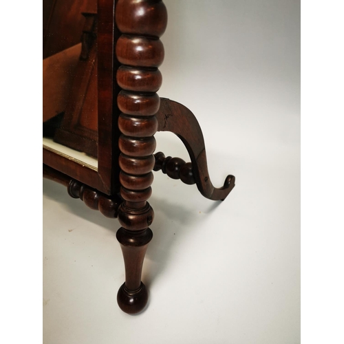 79 - Late Georgian mahogany dressing table mirror on two turned bottom column and turned stretcher {64 cm... 
