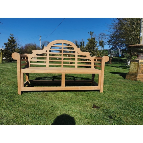433 - Good quality Lutyens style teak garden bench {104 cm H x 165 cm W x 62 cm D}.