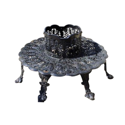 435A - Decorative cast iron garden tree bench.