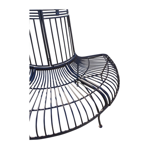 438 - Decorative metal tree surround garden bench {85 cm H x 143 cm W x 66 cm D}.
