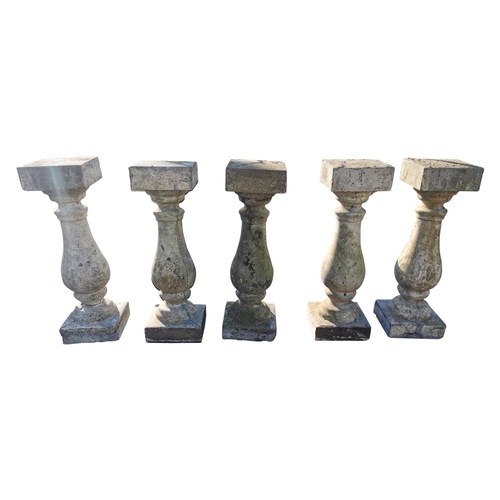 445 - Set of five 20th C. composition balustrades {59 cm H}.