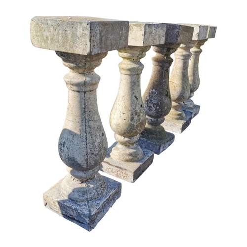 445 - Set of five 20th C. composition balustrades {59 cm H}.