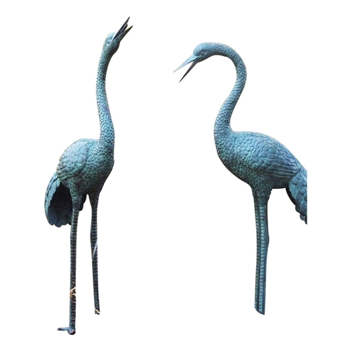 445A - Pair of bronze Stork fountains {107 cm H}.