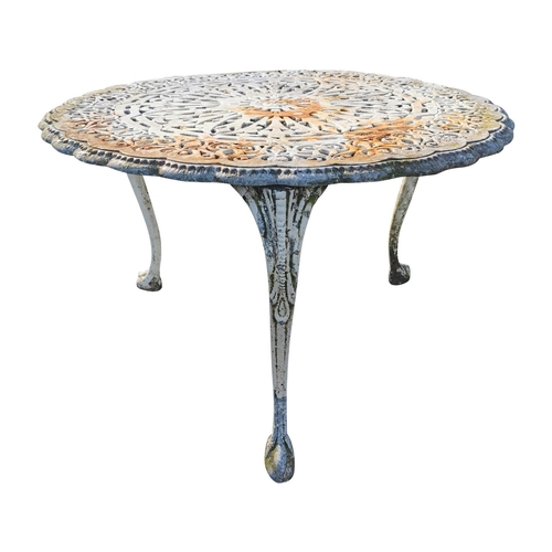 448 - 20th C. cast alloy garden table {36 cm H x 58 cm Dia.}.