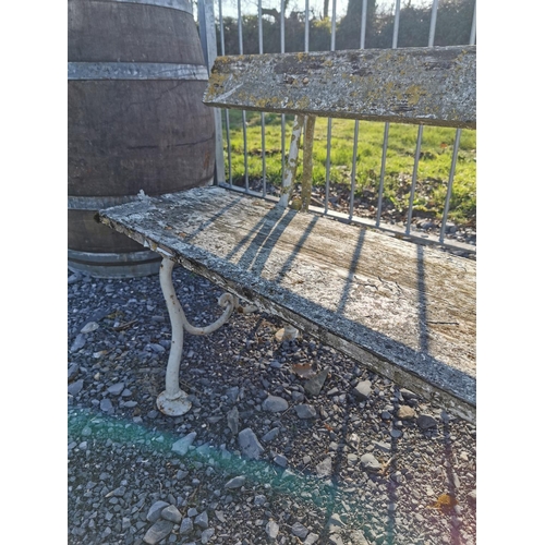 449 - Late 19th C. cast iron and wooden garden bench {72 cm H x 160 cm W x 48 cm D}.