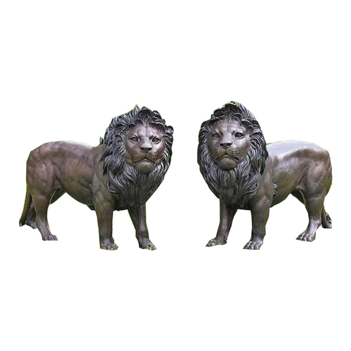 455A - Pair of good quality cast bronze Lions {107 cm H x 152 cm W}.