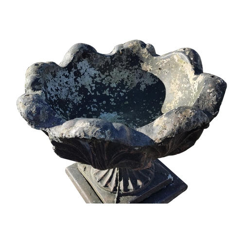 462 - 20th C. composition urn on pedestal {91 cm H x 56 cm Dia.}.