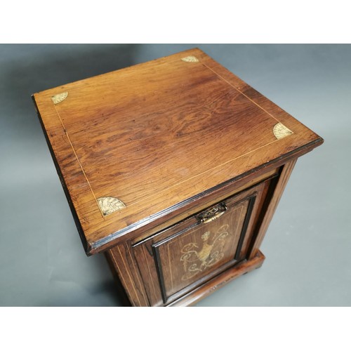 427 - 19th C. rosewood with bone and satinwood inlay coal locker {50 cm H x 39 cm W x 38 cm D}.