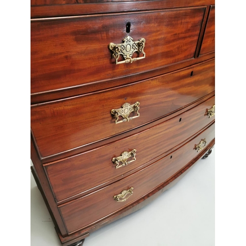 101 - 19th. C. mahogany bow fronted chest, the two short drawers above three graduated long drawers, raise... 