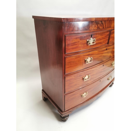 101 - 19th. C. mahogany bow fronted chest, the two short drawers above three graduated long drawers, raise... 