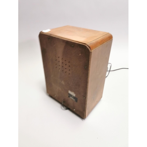 105 - Art Deco style radio. { 34cm H X 25cm W X 19cm D }.