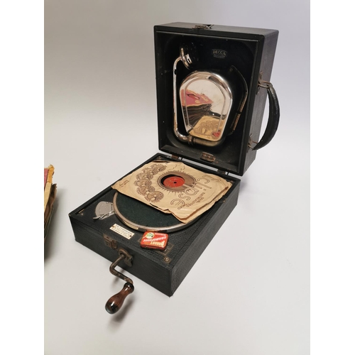 110 - Suitcase gramophone with built - in speaker and collection of '78 records { 17cm H X 33cm W X 39cm D... 
