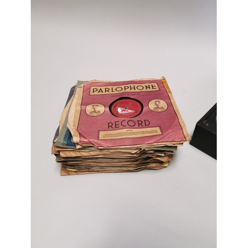 110 - Suitcase gramophone with built - in speaker and collection of '78 records { 17cm H X 33cm W X 39cm D... 