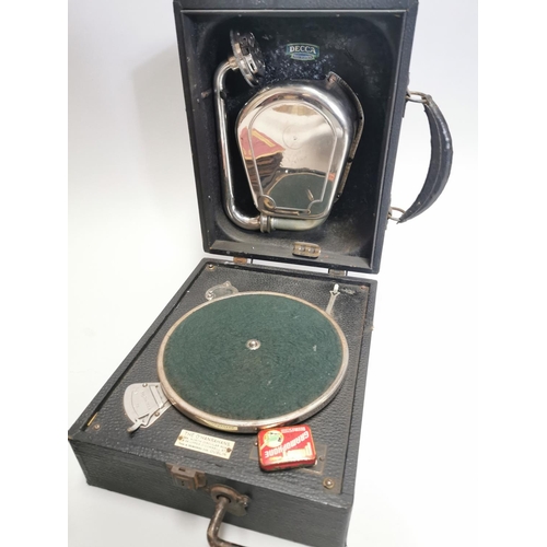 110 - Suitcase gramophone with built - in speaker and collection of '78 records { 17cm H X 33cm W X 39cm D... 