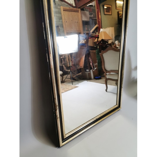 31 - 19th. C. ebonised and gilt wall mirror. { 212cm H X 110cm W }.