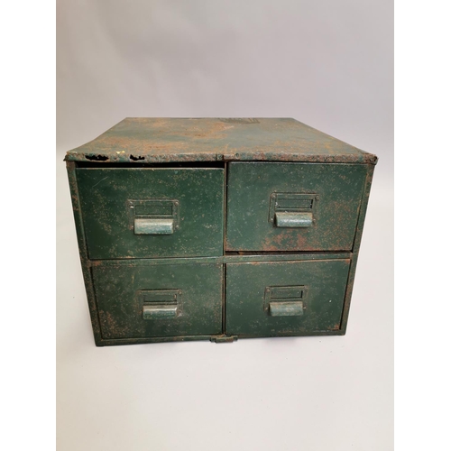 66 - Industrial bank of four metal drawers { 36cm H X 47cm W X 51cm D }.