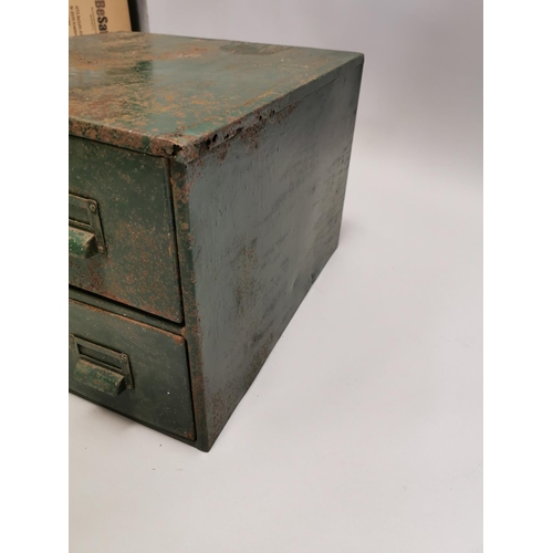 66 - Industrial bank of four metal drawers { 36cm H X 47cm W X 51cm D }.