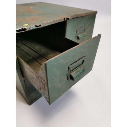 66 - Industrial bank of four metal drawers { 36cm H X 47cm W X 51cm D }.
