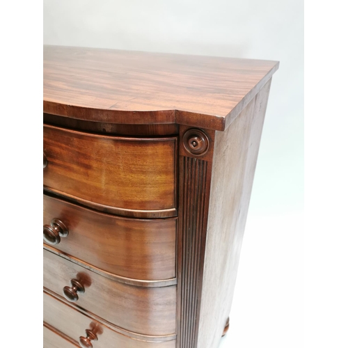76 - William IV mahogany chest the shaped front above the short drawers and four graduated drawers , rais... 