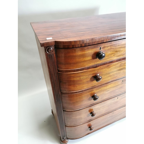 76 - William IV mahogany chest the shaped front above the short drawers and four graduated drawers , rais... 