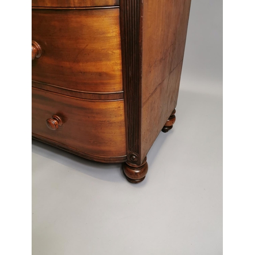 76 - William IV mahogany chest the shaped front above the short drawers and four graduated drawers , rais... 