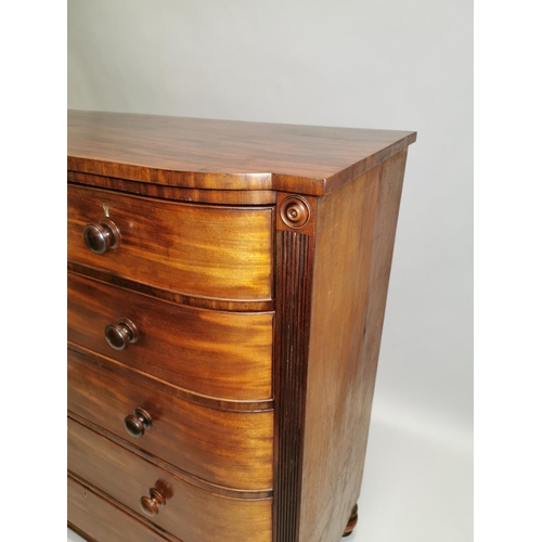 76 - William IV mahogany chest the shaped front above the short drawers and four graduated drawers , rais... 