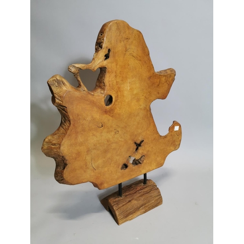 82 - Unusual wooden sculpture { 77cm H X 64cm W X 16cm D }.