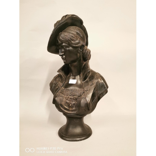 14 - Plaster bust of a French lady {58 cm H x 32 cm W}.