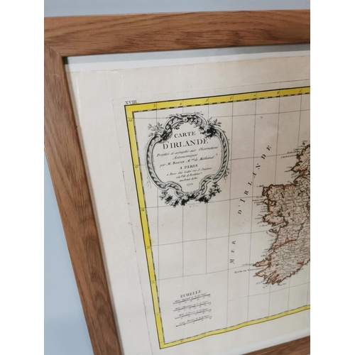 90 - Framed map of Ireland by G Rizzi January 1761  {46 cm H x 56 cm W}