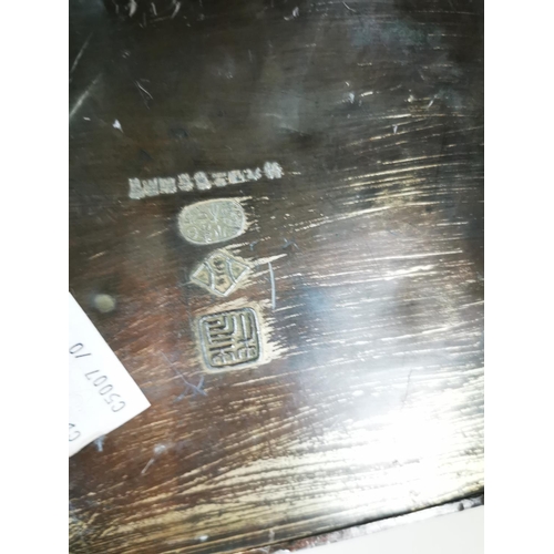 93 - 19th C. embossed bronzed spelter box decorated with Koi carp in the Oriental style. {9 cm H x 23 cm ... 