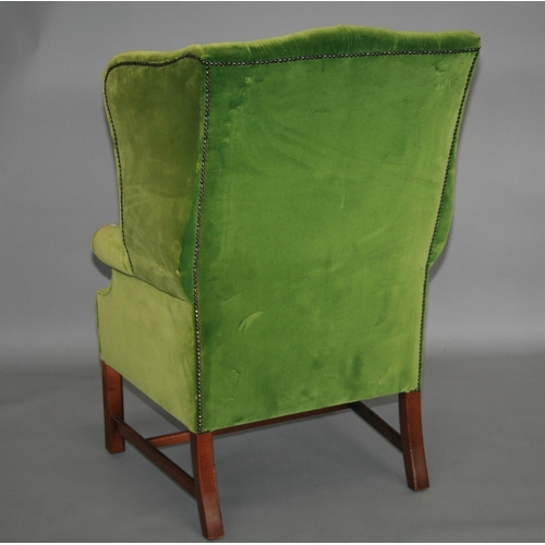 35 - Georgian style velvet upholstered chair with deep buttoned upholstery 80 W x 120 H x 80 D