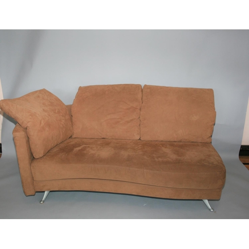 43 - Rolf Benz suede covered sofa and matching foot stool 180 W x 70 H x 85 D