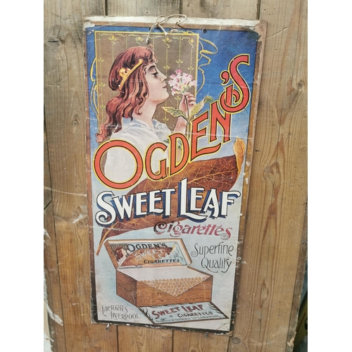 526 - Ogden's Sweet Leaf Cigarettes advertising print { 81cm H X 40cm W }.