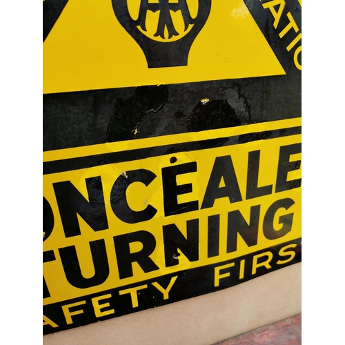 53 - AA Automobile Association Concealed Turning enamel advertising sign {61 cm H x 67 cm W}.