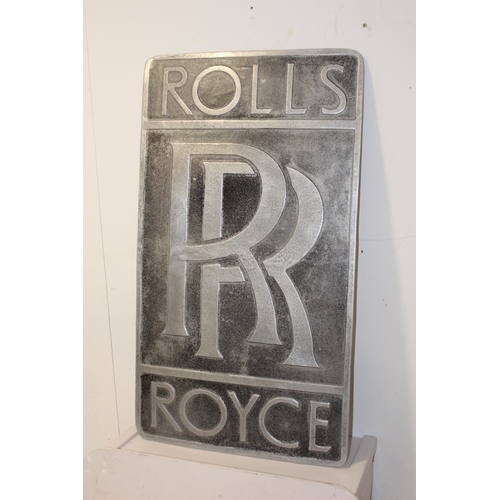 545 - Rolls Royce aluminium advertising sign {99 cm H x 56 cm W}.