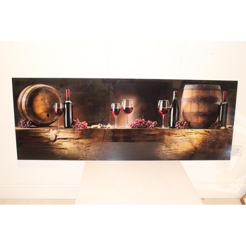 547 - Wine wall hanging art glass advertising sign {60 cm H x 160 cm W}.