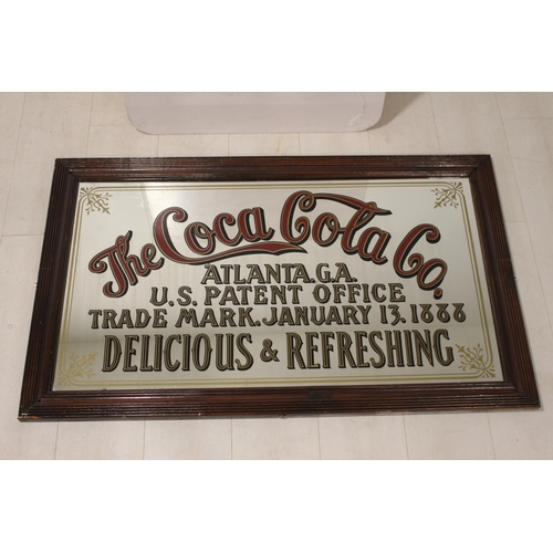 548 - The Coca Cola Co. Atlanta G.A. framed advertising mirror {73 cm H x 113 cm W}.