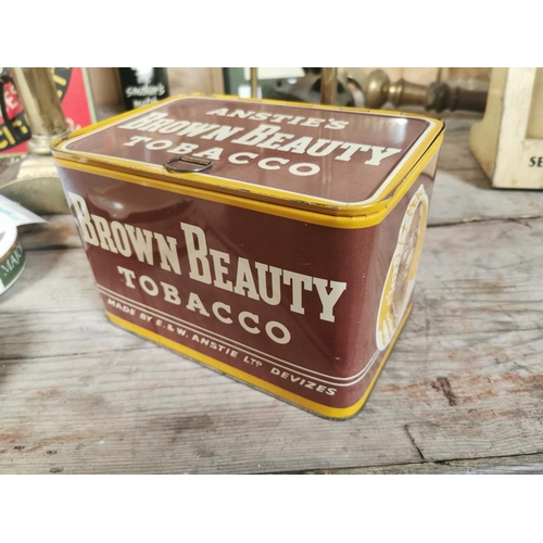 Black Beauty Tobacco advertising tin. { 14cm H X 21cm W X 14cm D }