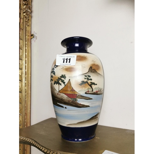 111 - Pair of Oriental ceramic vases { 25cm H X 14cm W }.
