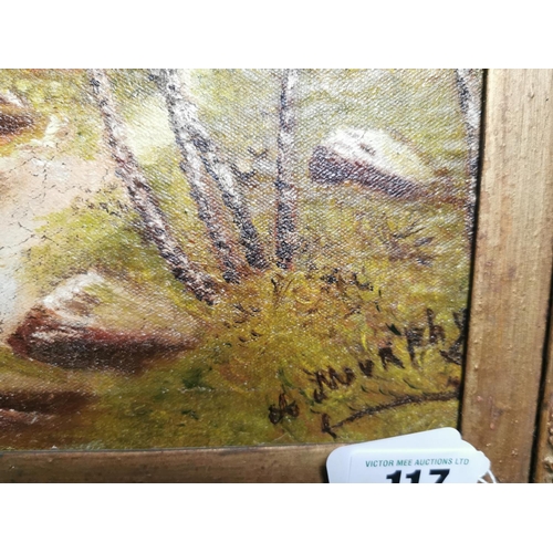 117 - A Murphy Rural Scene Oil on Board mounted in a gilt frame { 64cm H X 74cm W }.