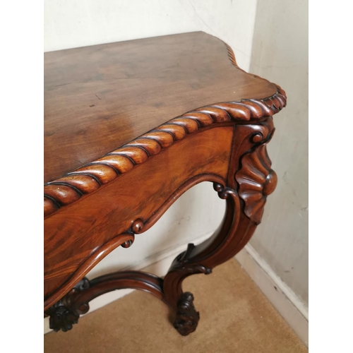 936 - Good quality 19th C. carved mahogany serpentine console table {94 cm H x 114 cm W x 49 cm D}.