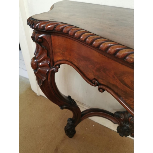 936 - Good quality 19th C. carved mahogany serpentine console table {94 cm H x 114 cm W x 49 cm D}.