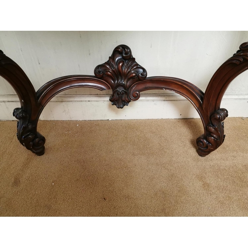 936 - Good quality 19th C. carved mahogany serpentine console table {94 cm H x 114 cm W x 49 cm D}.